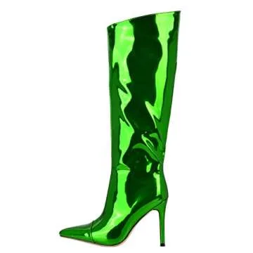 Arqa Women's Metallic Knee High Stiletto Boots – Chic & Comfortable Fashion