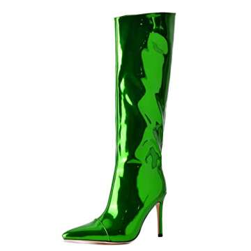 Arqa Metallic Knee High Boots for Stylish Women | Size 10