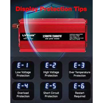 LVYUAN 1500W Inverter Car Power Inverter 12V to 110V for Vehicles with LED Display, US Outlets, USB Ports for Camping Outdoor Car Yacht RV