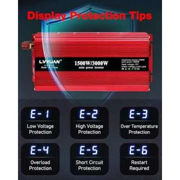 LVYUAN 1500W Inverter Car Power Inverter 12V to 110V for Vehicles with LED Display, US Outlets, USB Ports for Camping Outdoor Car Yacht RV