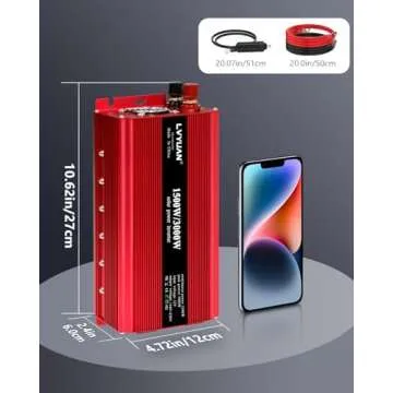 LVYUAN 1500W Inverter Car Power Inverter 12V to 110V for Vehicles with LED Display, US Outlets, USB Ports for Camping Outdoor Car Yacht RV