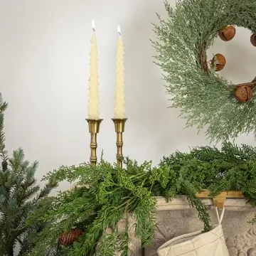 Creative Co-Op Unscented Tree Shaped Taper Candles, Eggnog Beige, Boxed Set Of 2