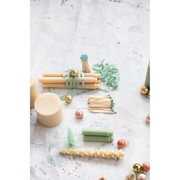 Creative Co-Op Unscented Tree Shaped Taper Candles, Eggnog Beige, Boxed Set Of 2