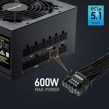 Segotep GM850 Power Supply 850W, PCIe 5.1 & ATX 3.1 Full Modular 80 Plus Gold Certified Gaming PSU for NVIDIA RTX 20/30/40/50 Series and AMD Graphics Cards