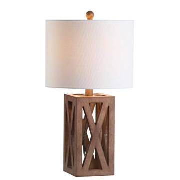 Stylish JONATHAN Y Rustic Wood LED Table Lamp for Home Decor