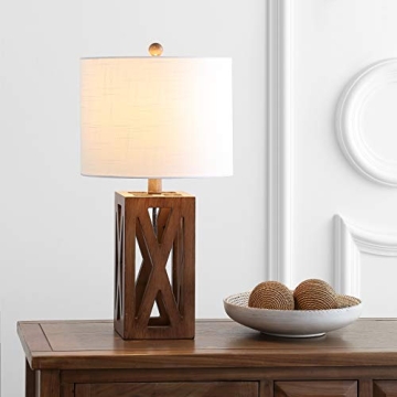 JONATHAN Y Wood LED Table Lamp for Bedroom Living Room