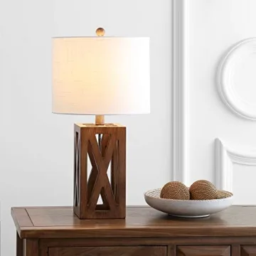 JONATHAN Y Wood LED Table Lamp for Bedroom Living Room