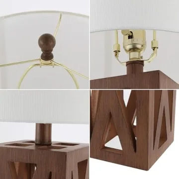 JONATHAN Y Wood LED Table Lamp for Bedroom Living Room