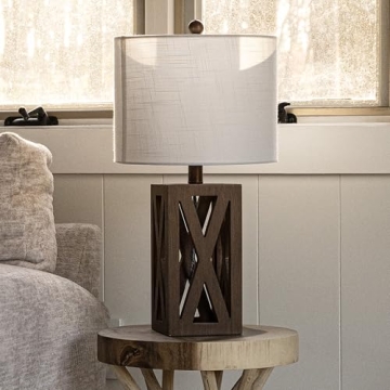 JONATHAN Y Wood LED Table Lamp for Bedroom Living Room