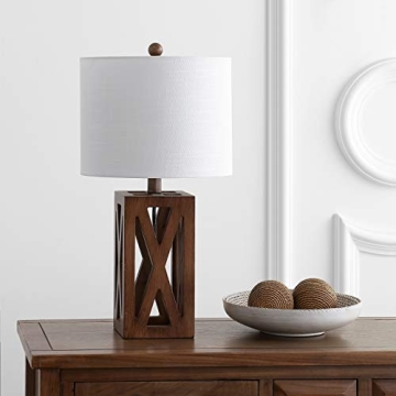 JONATHAN Y Wood LED Table Lamp for Bedroom Living Room