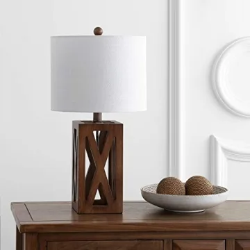 JONATHAN Y Wood LED Table Lamp for Bedroom Living Room