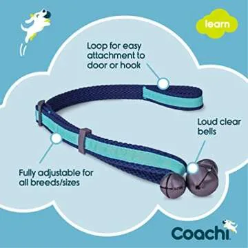 Coachi Toilet Training Bells, Suitable for Puppy or Newly Acquired Dog, House Training, Stop Door Scratching, Easy to Use, Adjustable Height. Dog Accessory, Great for Clicker Training, Easy to Hear