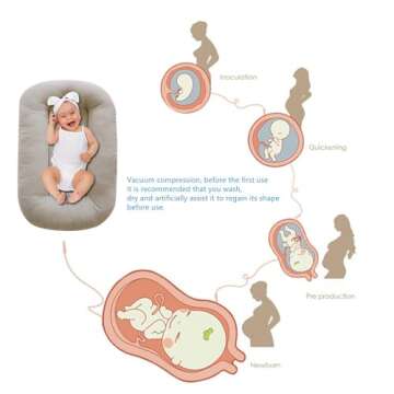 Baby Lounger for Infants 0-12 Months, Bionic Design Baby Lounger Soft Organic Cotton Breathable Lounger, Newborn Babies Essentials Gifts