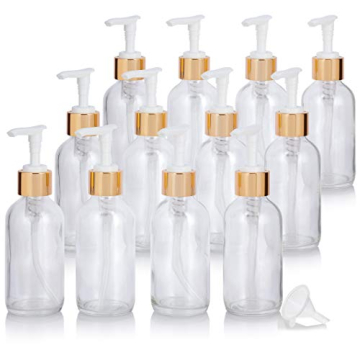 Stylish Refillable Glass Bottles - JUVITUS 4 oz with Gold Lotion Pumps, Perfect for Gifts and Home D...