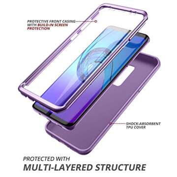 SURITCH for Samsung Galaxy S9 Plus Case, [Built-in Screen Protector] Hybrid Full-Body Protection Dua...