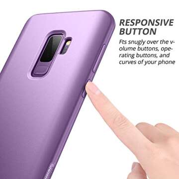 SURITCH for Samsung Galaxy S9 Plus Case, [Built-in Screen Protector] Hybrid Full-Body Protection Dual Layer Shockproof Bumper Soft Silicone Slim Protective Cover for Galaxy S9 Plus 6.2 Inch (Purple)