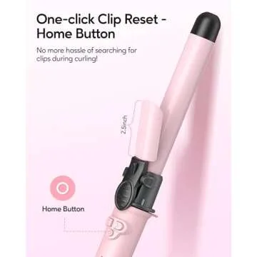 Wavytalk Rotating Curling Iron, 1 Inch Automatic Waver for Effortless Waves up to 430℉ with Home Button, Pale Pink