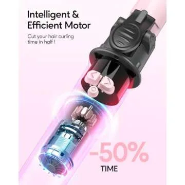 Wavytalk Rotating Curling Iron, 1 Inch Automatic Waver for Effortless Waves up to 430℉ with Home Button, Pale Pink