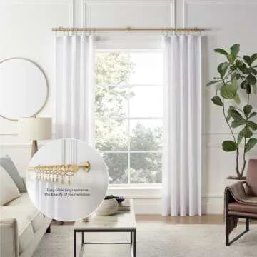 Cambria® Designer Series - Premium Easy Glide 18 Count Curtain Rings - Metal with Smooth, Quiet Nylon Inserts with Clips - 2 inch Diameter (1-5/8 inch Inside Diameter) - Brushed Gold