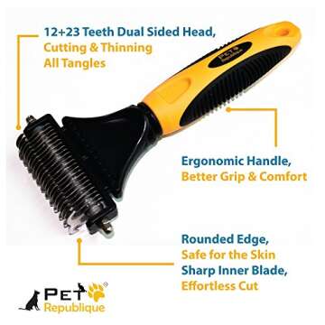 Pet Republique Matt Splitters Tool – Effective Mat Remover and De-matting Comb for Long-Haired Dog...