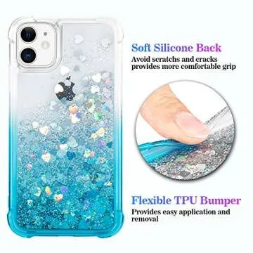 Ruky Glitter Case for iPhone 11 Case for Girls, Gradient Quicksand Series Bling Flowing Liquid Floating Soft TPU Bumper Cushion Women Case for iPhone 11 6.1 inches 2019 (Gradient Teal)