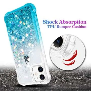 Ruky Glitter Case for iPhone 11 Case for Girls, Gradient Quicksand Series Bling Flowing Liquid Floating Soft TPU Bumper Cushion Women Case for iPhone 11 6.1 inches 2019 (Gradient Teal)
