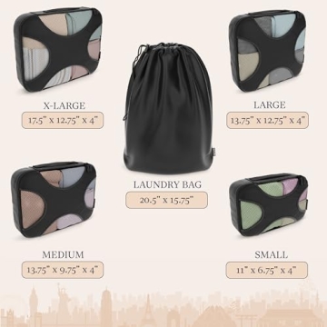 Shacke 5 Set Packing Cubes for Travel Lightweight Luggage Organizer (Black)