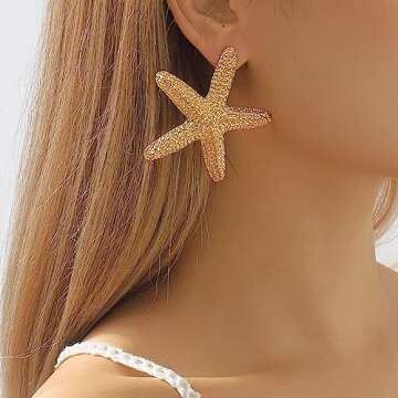 Sora Tuki Gold Starfish Earrings for Women Beach Earrings Ocean Earrings Beachy Earrings Gold Starfish Earrings Studs Summer Jewelry Beach Jewelry