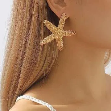 Sora Tuki Gold Starfish Earrings for Women Beach Earrings Ocean Earrings Beachy Earrings Gold Starfish Earrings Studs Summer Jewelry Beach Jewelry