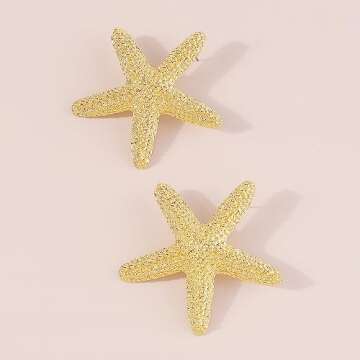 Sora Tuki Gold Starfish Earrings for Women Beach Earrings Ocean Earrings Beachy Earrings Gold Starfish Earrings Studs Summer Jewelry Beach Jewelry