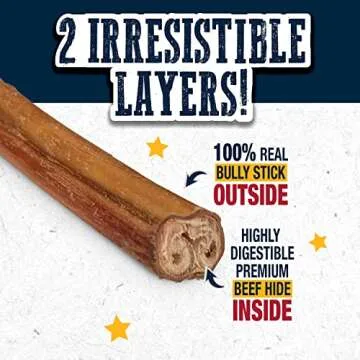 Cadet Bully Hide Sticks for Small Dogs, All-Natural Beef Pizzle, Limited-Ingredient Long-Lasting Dog Chews for Aggressive Chewers, 9 Count