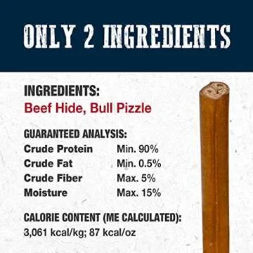 Cadet Bully Hide Sticks for Small Dogs, All-Natural Beef Pizzle, Limited-Ingredient Long-Lasting Dog Chews for Aggressive Chewers, 9 Count