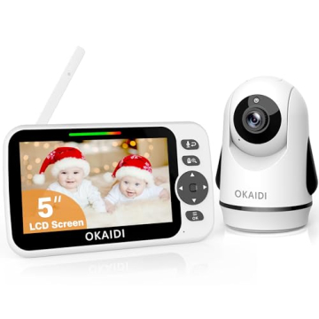 OKAIDI Video Baby Monitor with Camera and Audio, 5" Display Baby Monitor No WiFi, 30H Battery and 10...