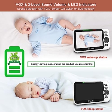 OKAIDI Baby Monitor with 5" Display and Night Vision