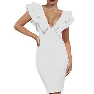 UONBOX Women's Ruffle Bodycon Dress for Parties