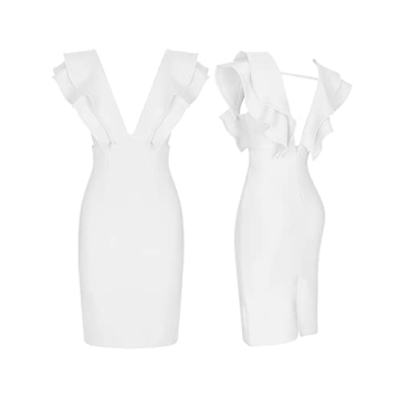 UONBOX Women's Ruffle Bodycon Dress for Parties