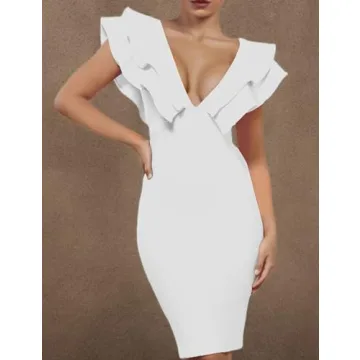 UONBOX Women's Ruffle Bodycon Dress for Parties