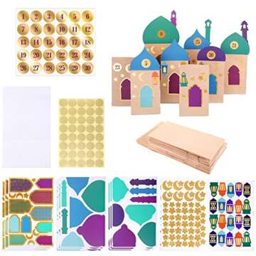 KESOTE 30CT Eid Mubarak Gift Bags Treat Bags with Moon & Star Stickers, Ramadan Countdown Advent Cal...