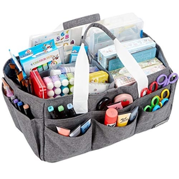 HOMEST Craft Organizer Tote Bag with Multiple Pockets