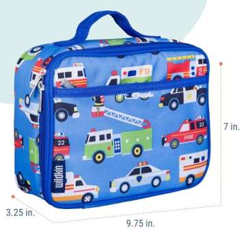 Wildkin Kids Insulated Lunch Box Bag for Boys & Girls, Reusable Kids Lunch Box is Perfect for Early Elementary Daycare School Travel, Ideal for Hot or Cold Snacks & Bento Boxes (Heroes)