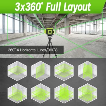 Susbies 3x360° Laser Level with Rechargeable Battery