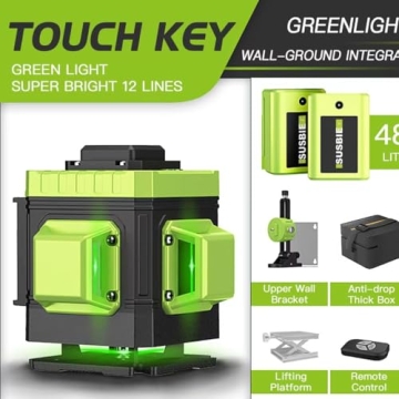 Susbies 3x360° Laser Level with Rechargeable Battery