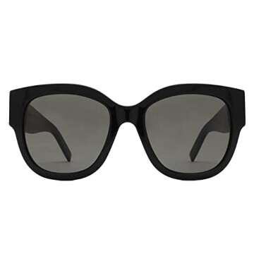 Saint Laurent Women's Oversized Cat Eye Sunglasses, Shiny Black, One Size
