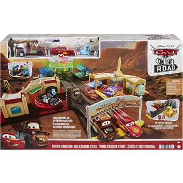 Mattel Disney and Pixar Cars On The Road Playset with 2 Toy Vehicles & Light-Up Countdown, Includes Lightning McQueen & Mater Truck