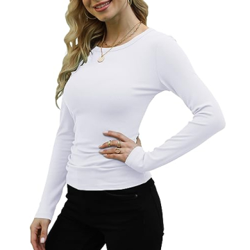 GEMBERA Women's Long Sleeve Ribbed Casual Tops