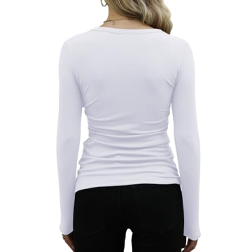 GEMBERA Women's Long Sleeve Ribbed Casual Tops