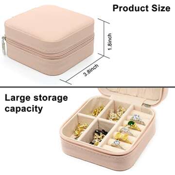 KEINE MARKE Small Jewelry Box, Travel Portable Jewelry Case for Ring, Pendant, Earring, Necklace, Bracelet Organizer Storage Holder Boxes (Pink*8)