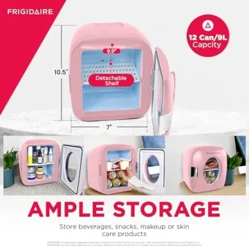 FRIGIDAIRE EFMIS462PINKCP2 Portable Cooler for Car, Office, Bedroom, Dorm Room, or Cabin, 11.22"D x 12.6"W x 12.6"H, Pink