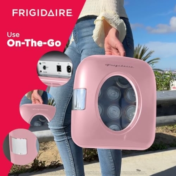 FRIGIDAIRE EFMIS462PINKCP2 Portable Cooler for Car, Office, Bedroom, Dorm Room, or Cabin, 11.22"D x 12.6"W x 12.6"H, Pink