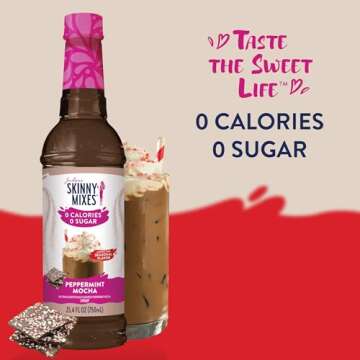 Jordan's Skinny Syrups Sugar Free Coffee Syrup, Peppermint Mocha Flavor, Zero Calorie Flavoring for Latte, Protein Shake, Cocktail & More, Gluten Free, Keto Friendly, 25.4 Fl Oz, 1 Pack